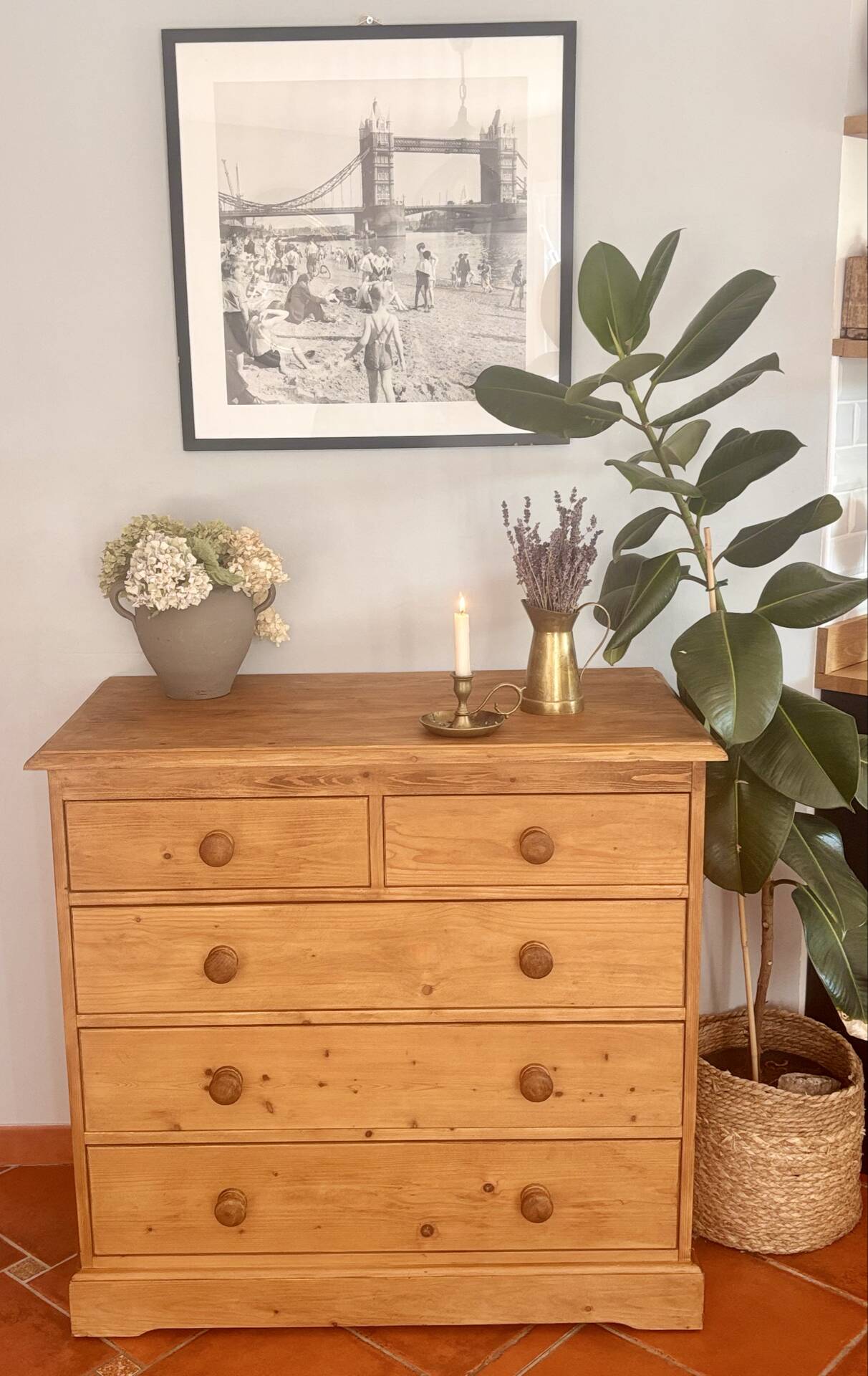 Vintage Solid Pine Commode Restored - Rustic Elegance