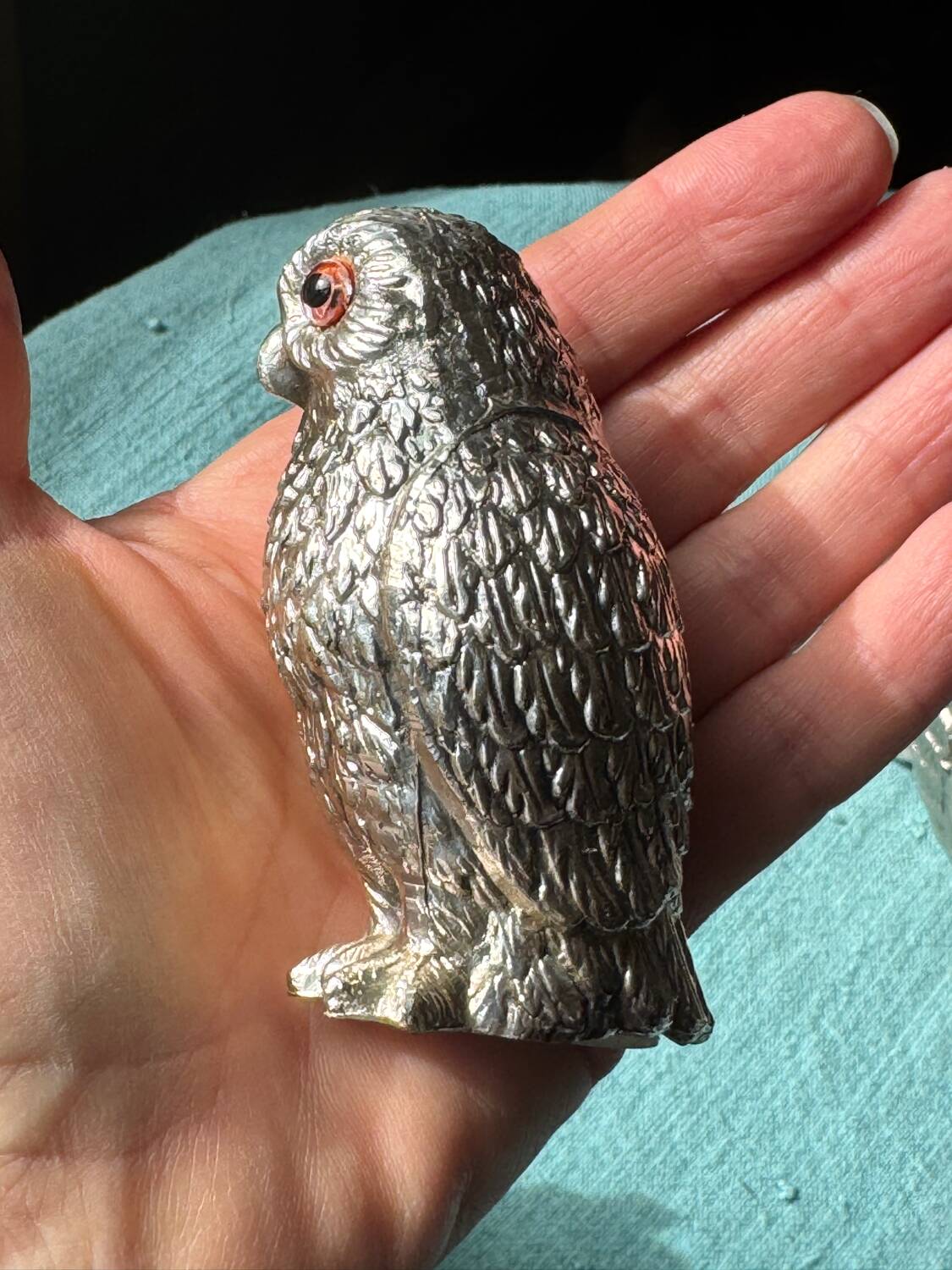Vintage silver-plated owl-shaped salt and pepper shakers