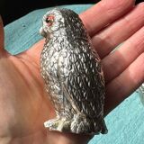 Vintage silver-plated owl-shaped salt and pepper shakers
