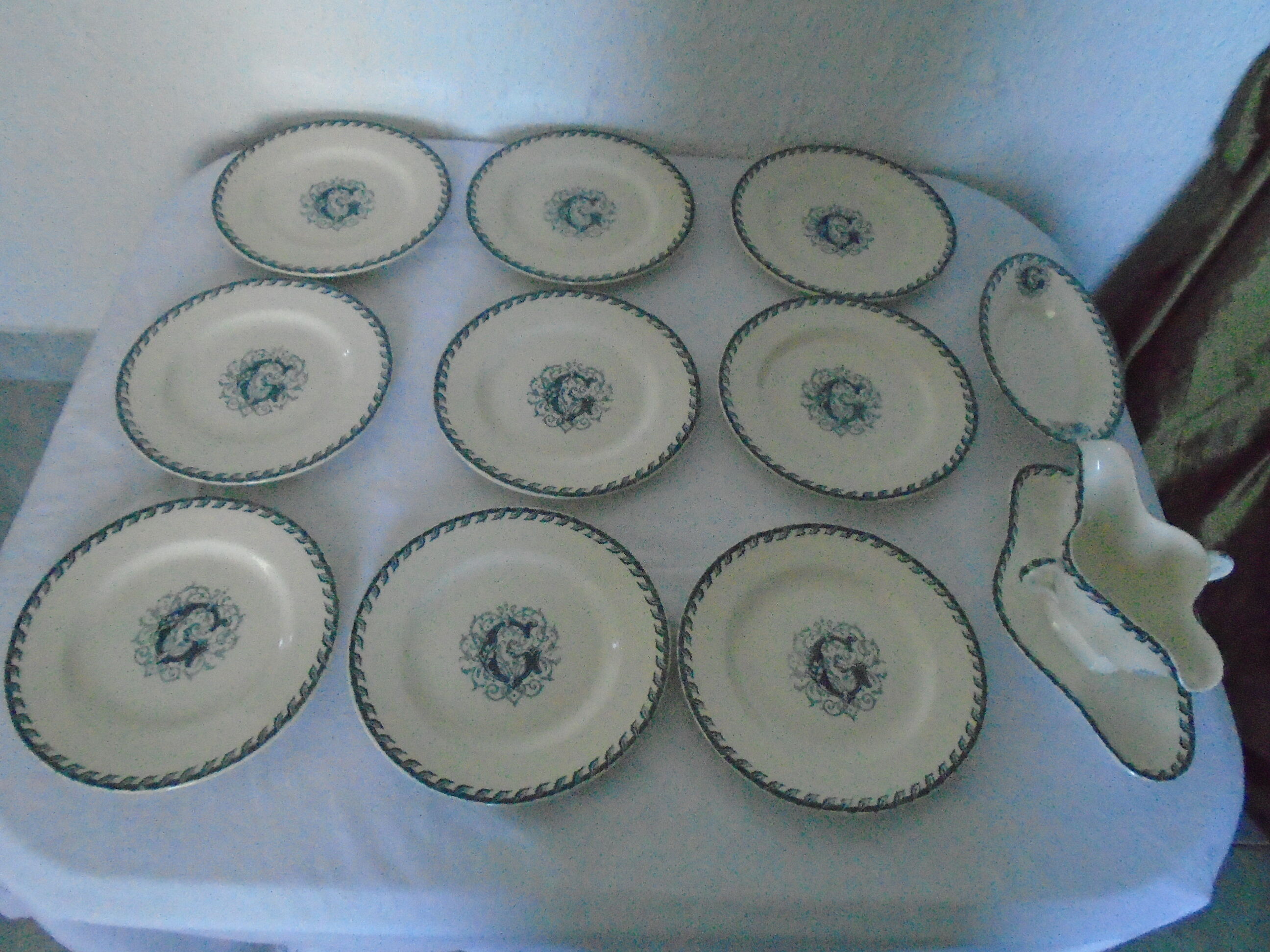 9 Plates K - G Luneville - 1 ravier - 1 original original saucer
