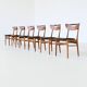 Set of six Danish dining chairs in teak and faux leather Denmark 1960