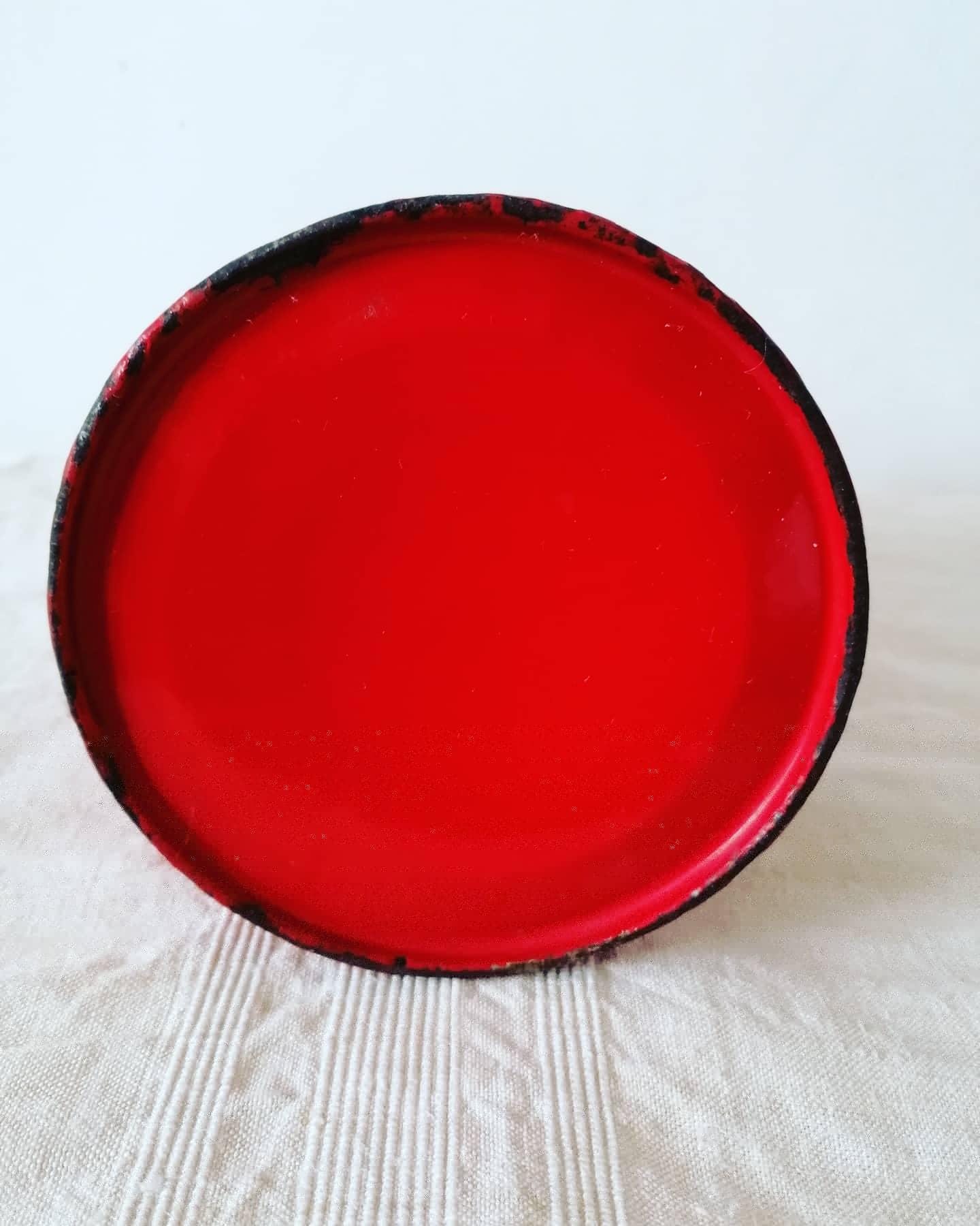 Firefighter red enamelled sheet metal