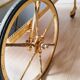 Vintage golden metal dessert on wheels