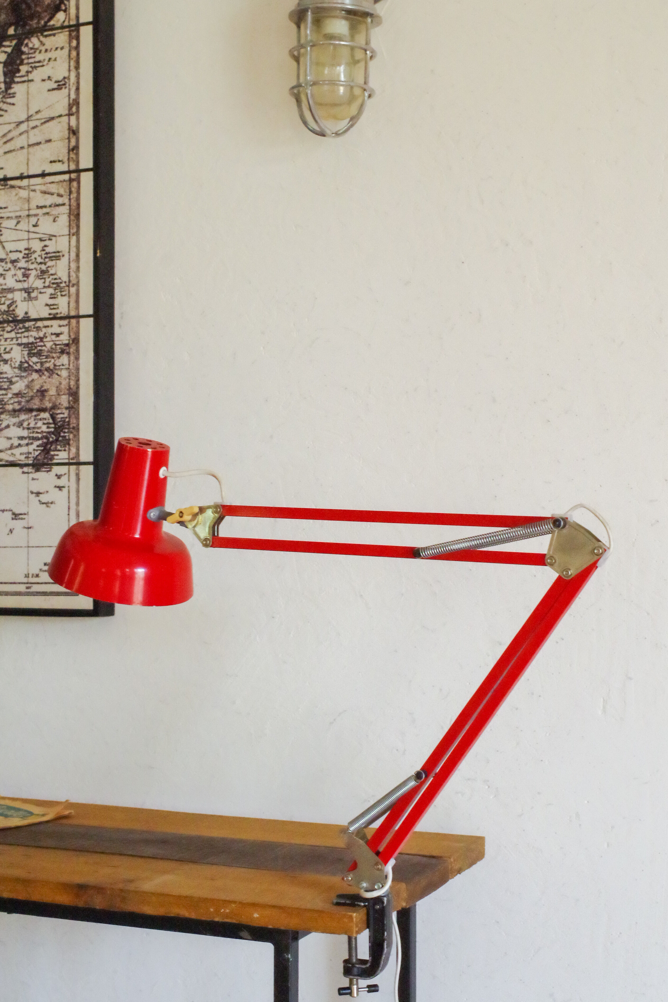 Red articulated architect lamp