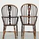 Set of 2 very charming antique English highback Windsor dining chairs