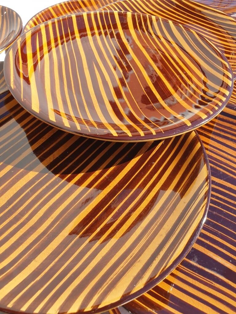 Set 10 plates African Art Deco 1930 Domino Sarreguemines