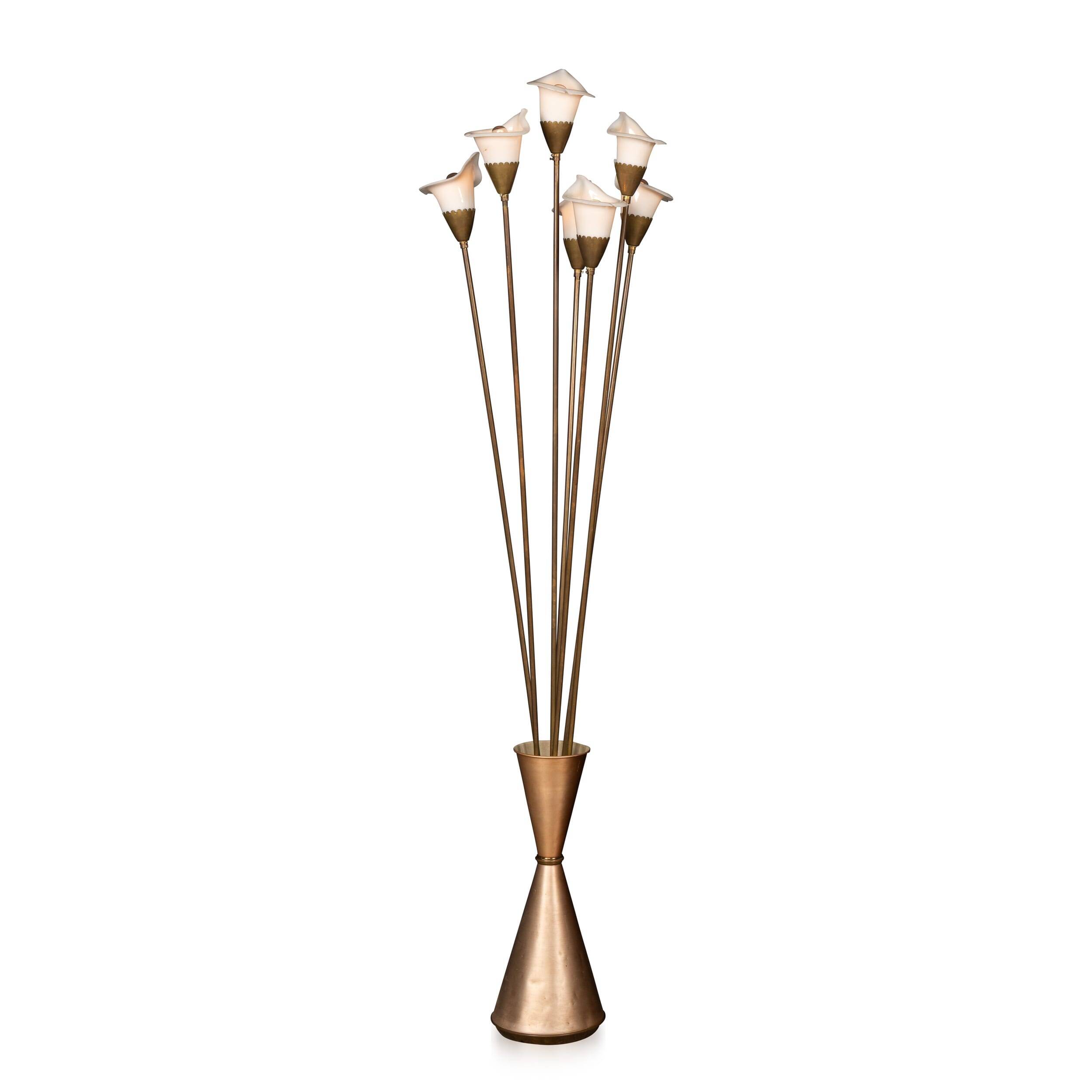 VINTAGE 20thC ITALIAN CALLA FLOOR LAMP BY ANGELO LELLI FOR ARREDOLUCE c1960