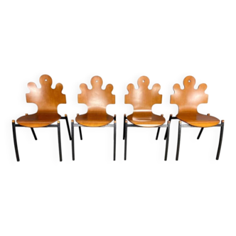 4 "Puzzle" chairs, design by Essaime, France 1995
