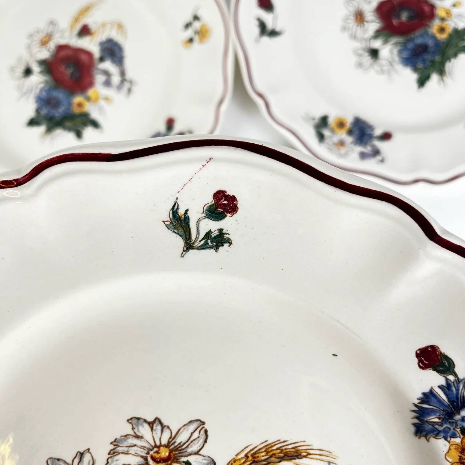 Lot de 8 assiettes plates "Agreste" Sarreguemines, XXe s.