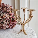 Chandelier haut laiton fleurs