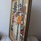 Composition moderne française, peinture à l'huile encadrée, années 1960