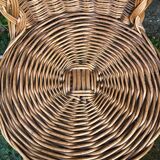 Pair of rattan foot black metal chairs