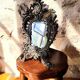 Antique bevelled bronze table mirror on stand, late 19th century.