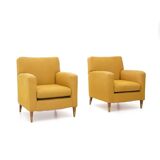 Yellow fabric armchairs, 1950s, set of 2