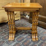Set of 3 English nesting tables in yew - 1950s