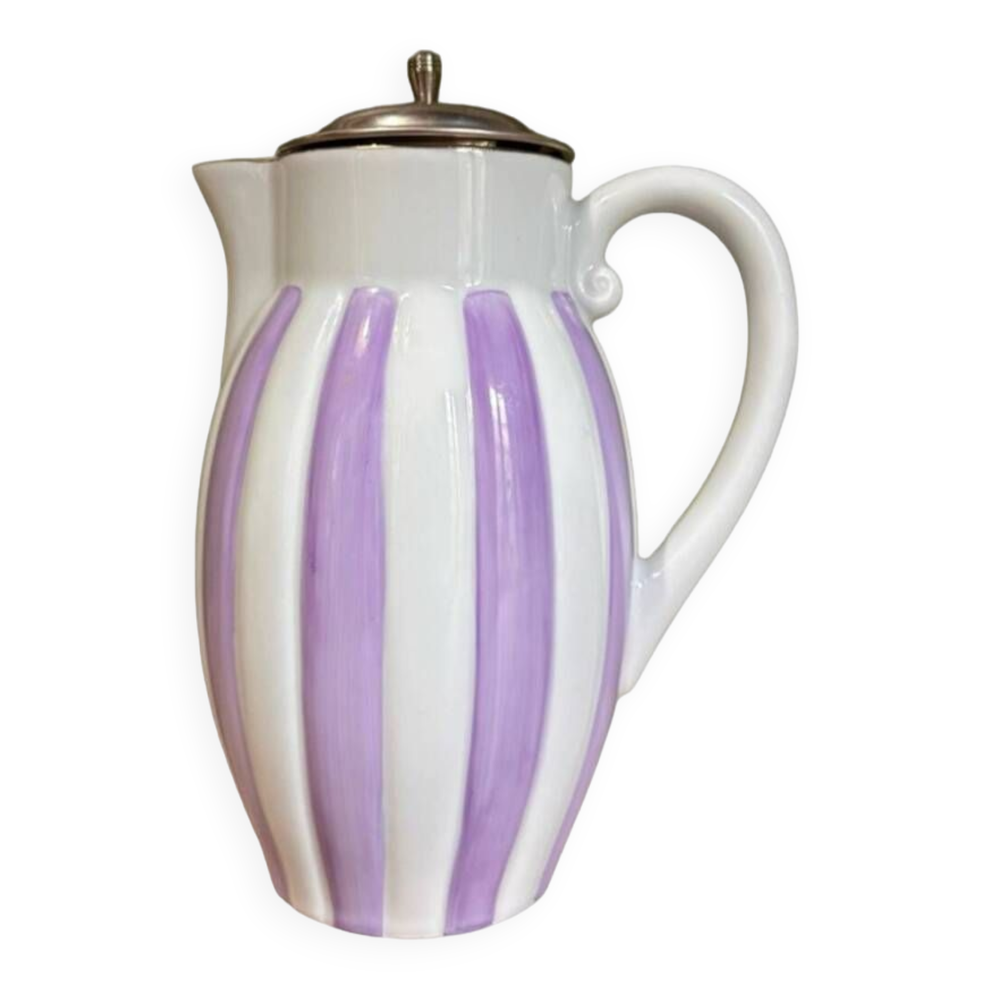 Purple striped teapot