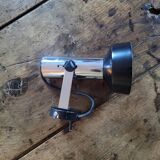 Spot mural orientable en métal chromé et aluminium noir