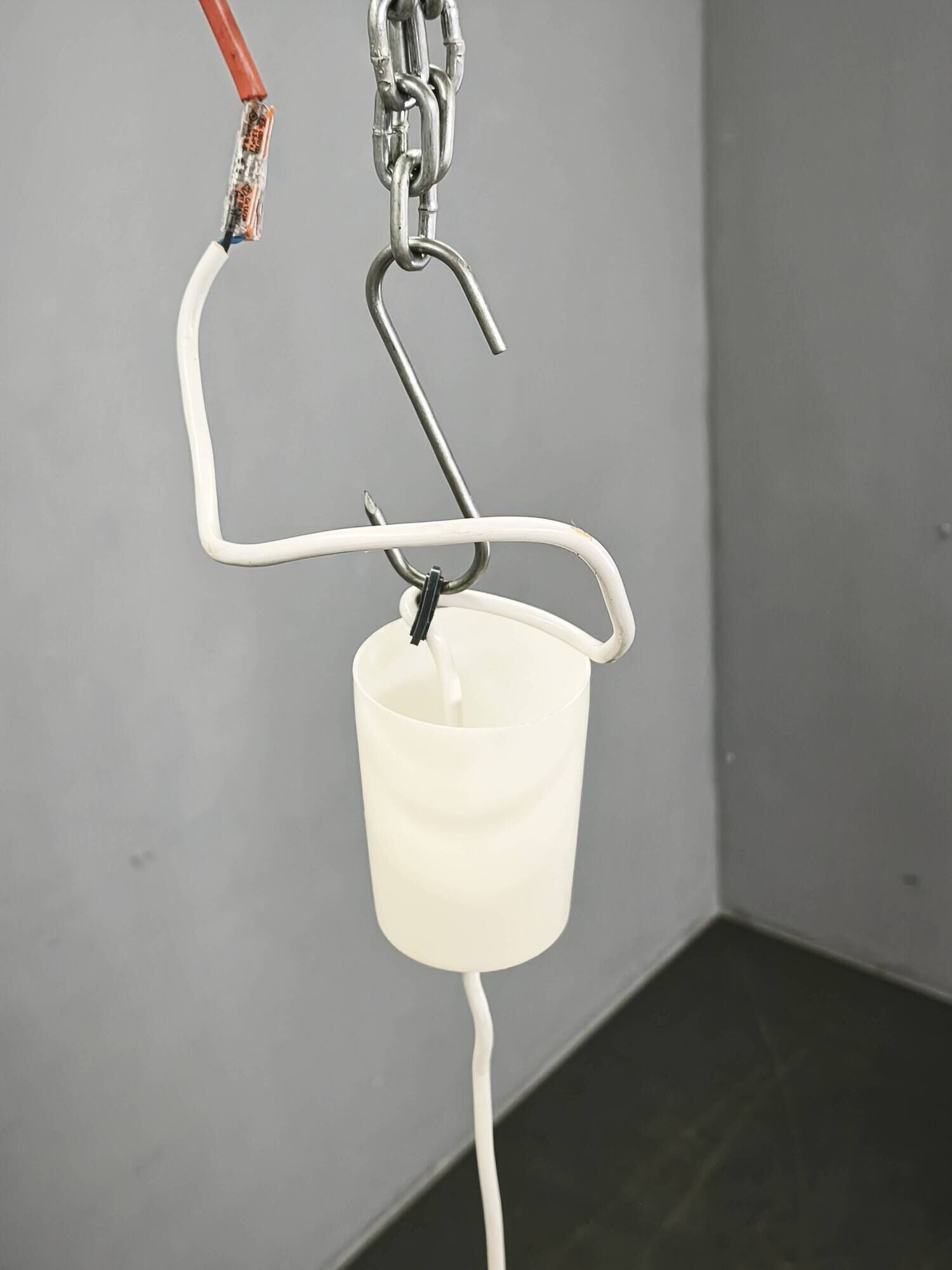 Czechoslovak Opaline Glass and Gold Pendant Light, 1970s