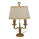 French Antique 2 Light Bronze Boulotte Table Lamp With Cream Pleated Shade