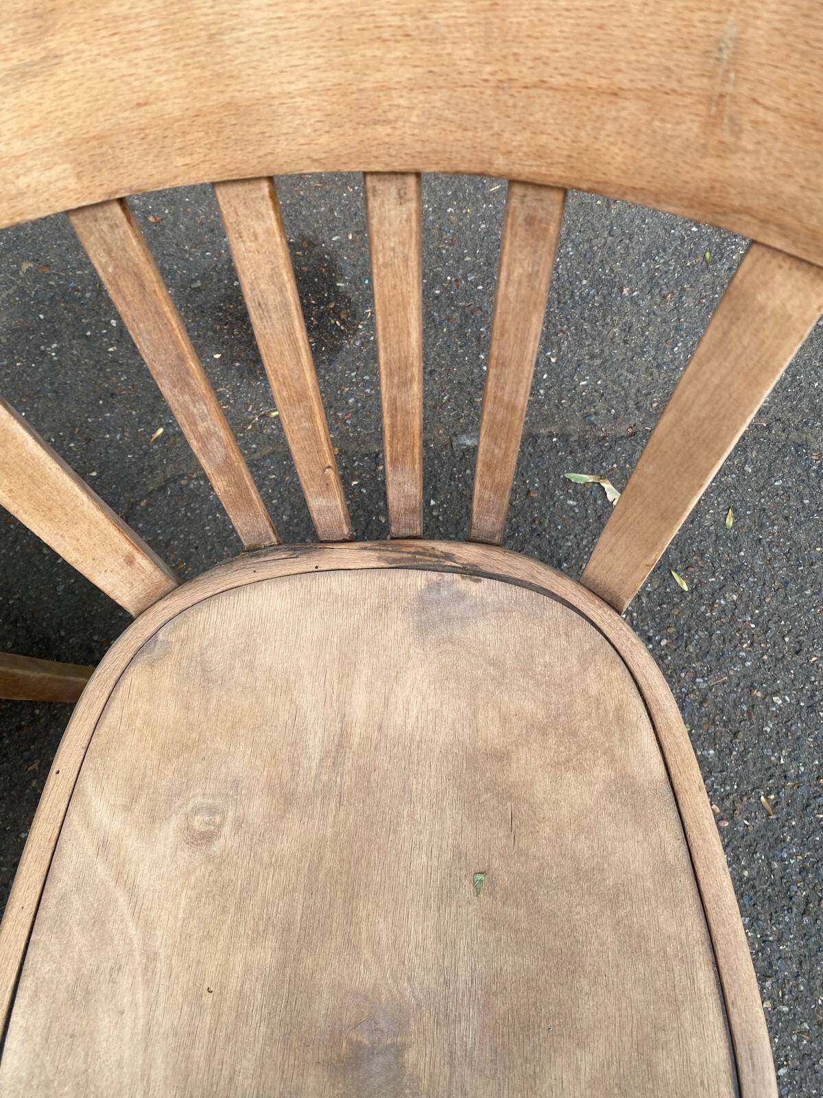 4 stripped bistro chairs in bent wood signed Fischel 1920
