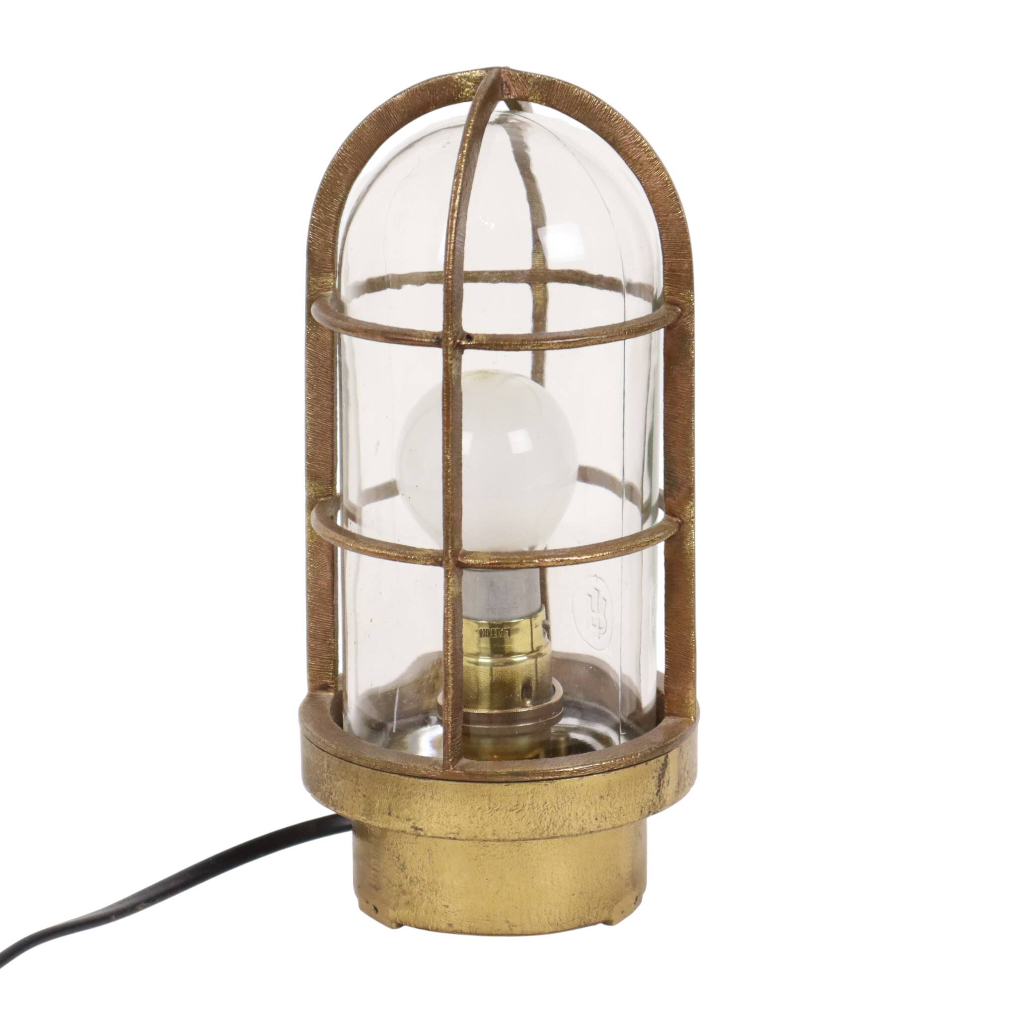 Old Industrial Brass Ship's Lamp Cage Lamp Rotterdam