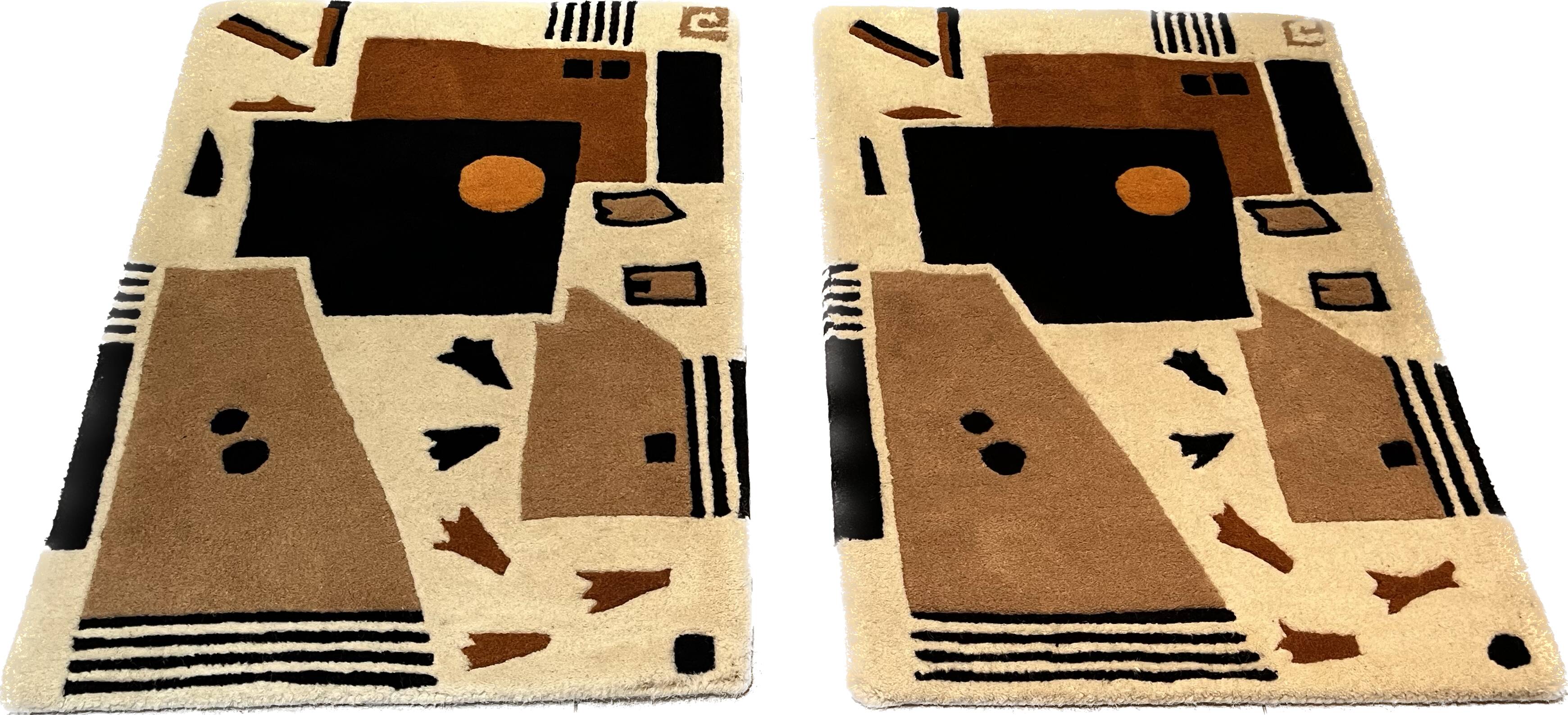 2 tapis moderne tuftés main, 1960