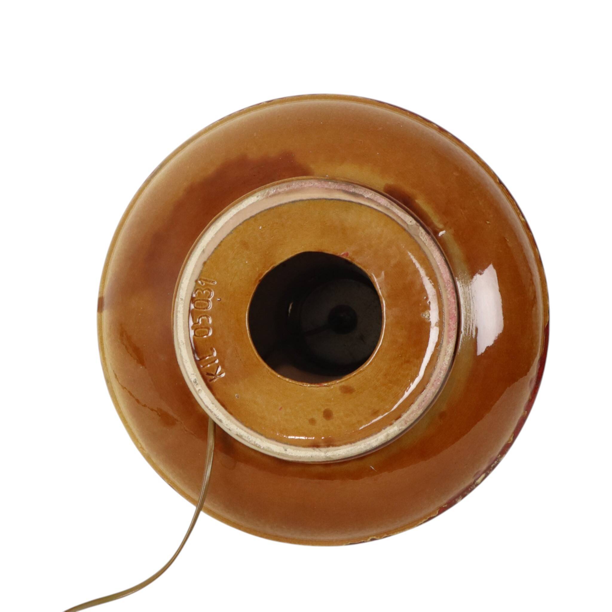 Large Red and Yellow Ceramic Lamp Base, Kil, Scandinavia, 51 cm