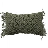 Coussin macramé vert tressé 30x50 cm