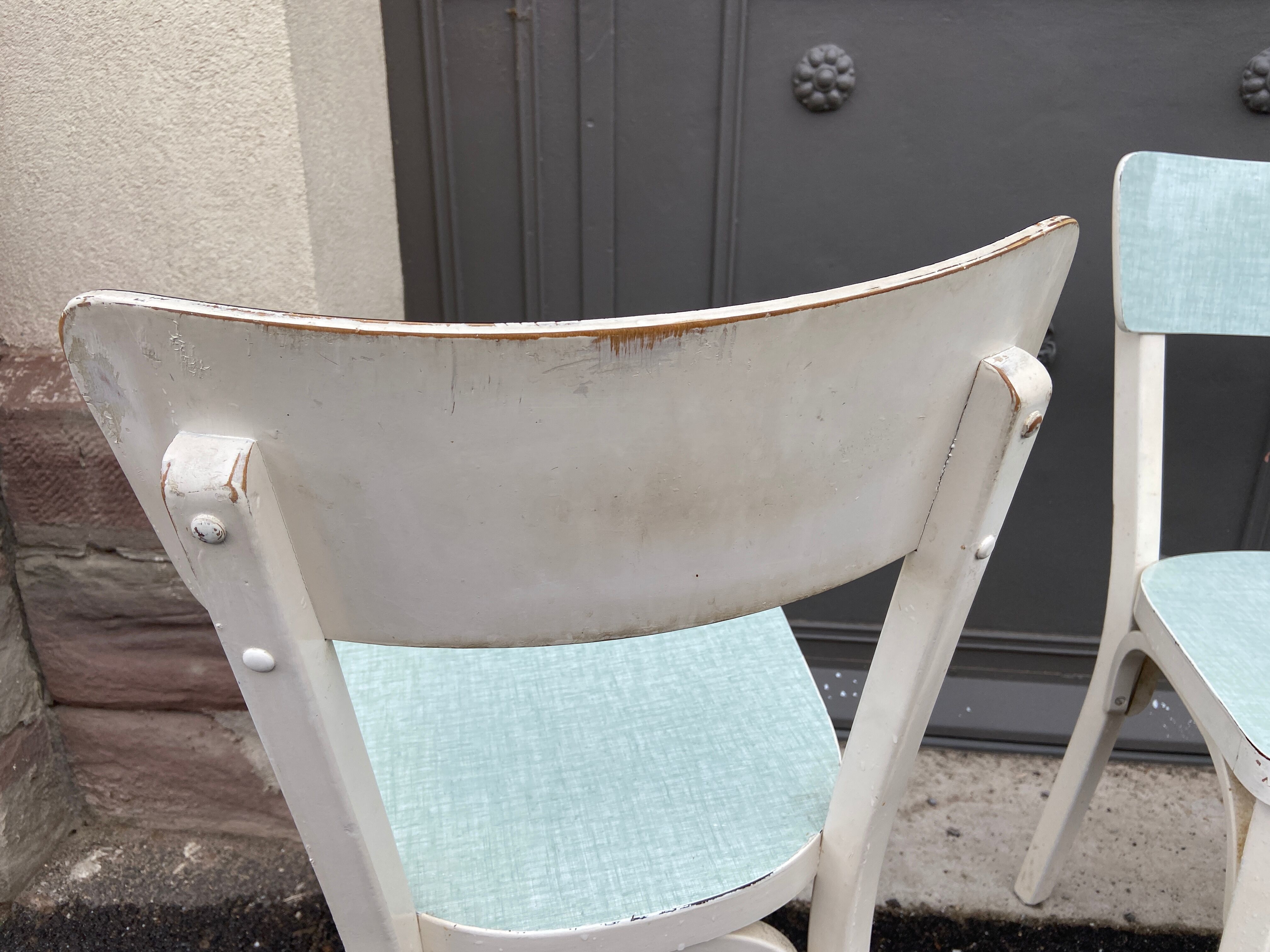 4 baumann chairs wood and formica 1960