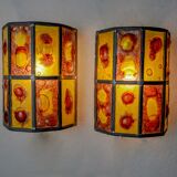 Pair of brutalist sconces by Felipe Derflingher for Feders, blown glass, 1960, Mexico