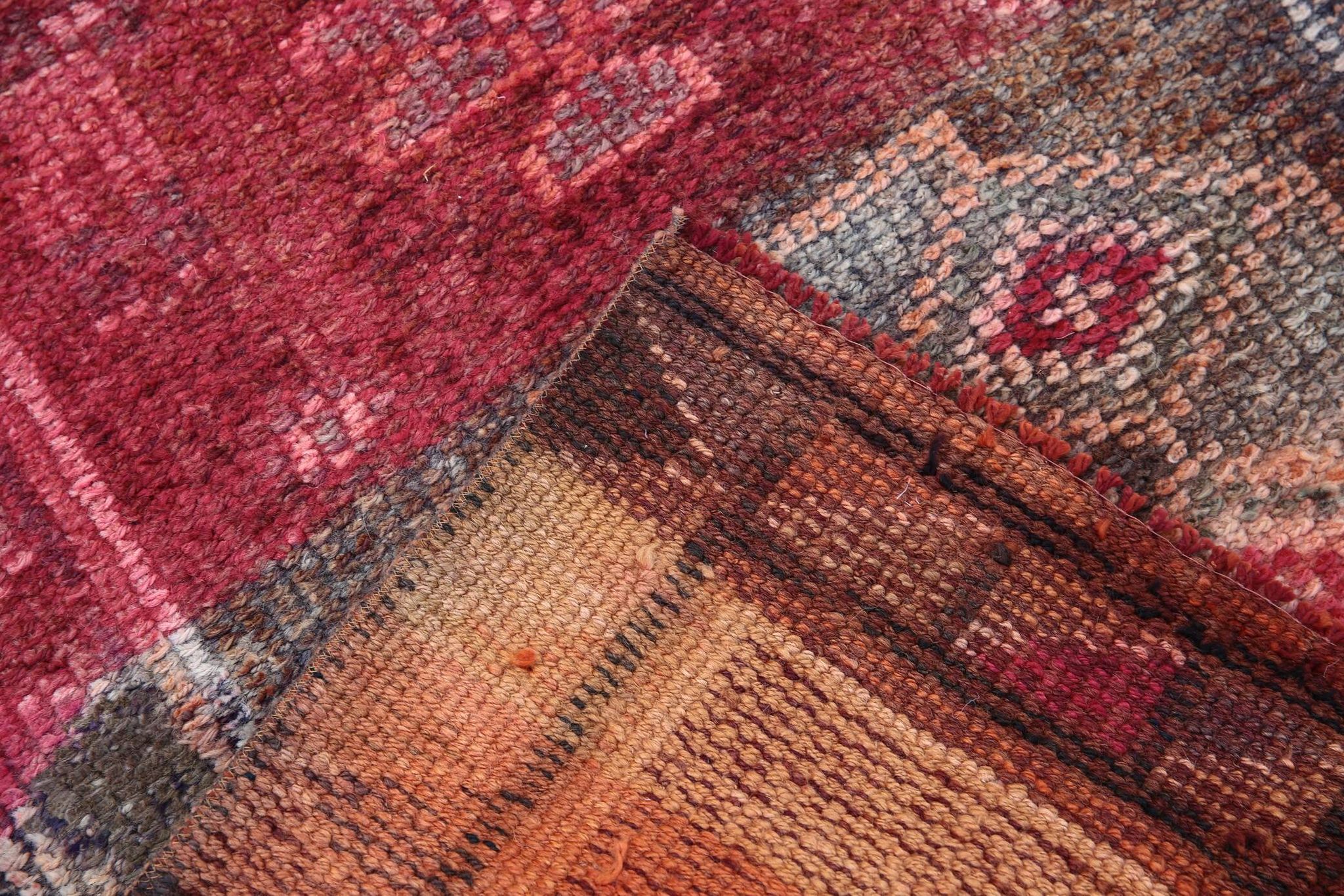 Tapis Couloir Tribal Vintage Rouge, Tapis Turc Géométrique, 75x313 Cm