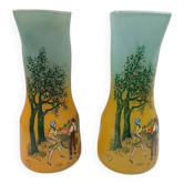 Legras - pair of enamelled glass vases 1900 signed perfect condition