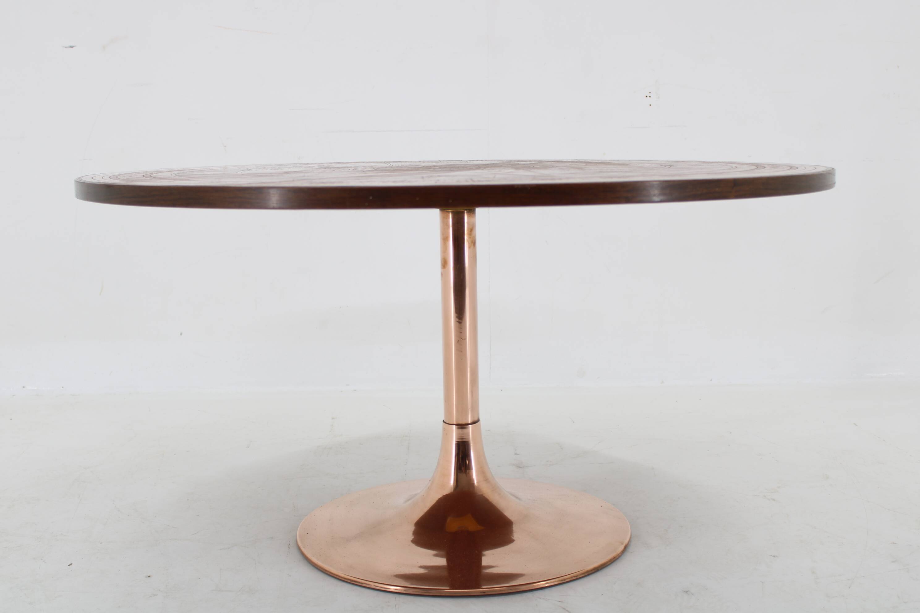 1960s Round Copper Coffee Table, Denmark