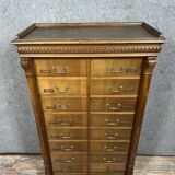 Notary cabinet with drawers in solid walnut, Napoleon III period, circa 1850