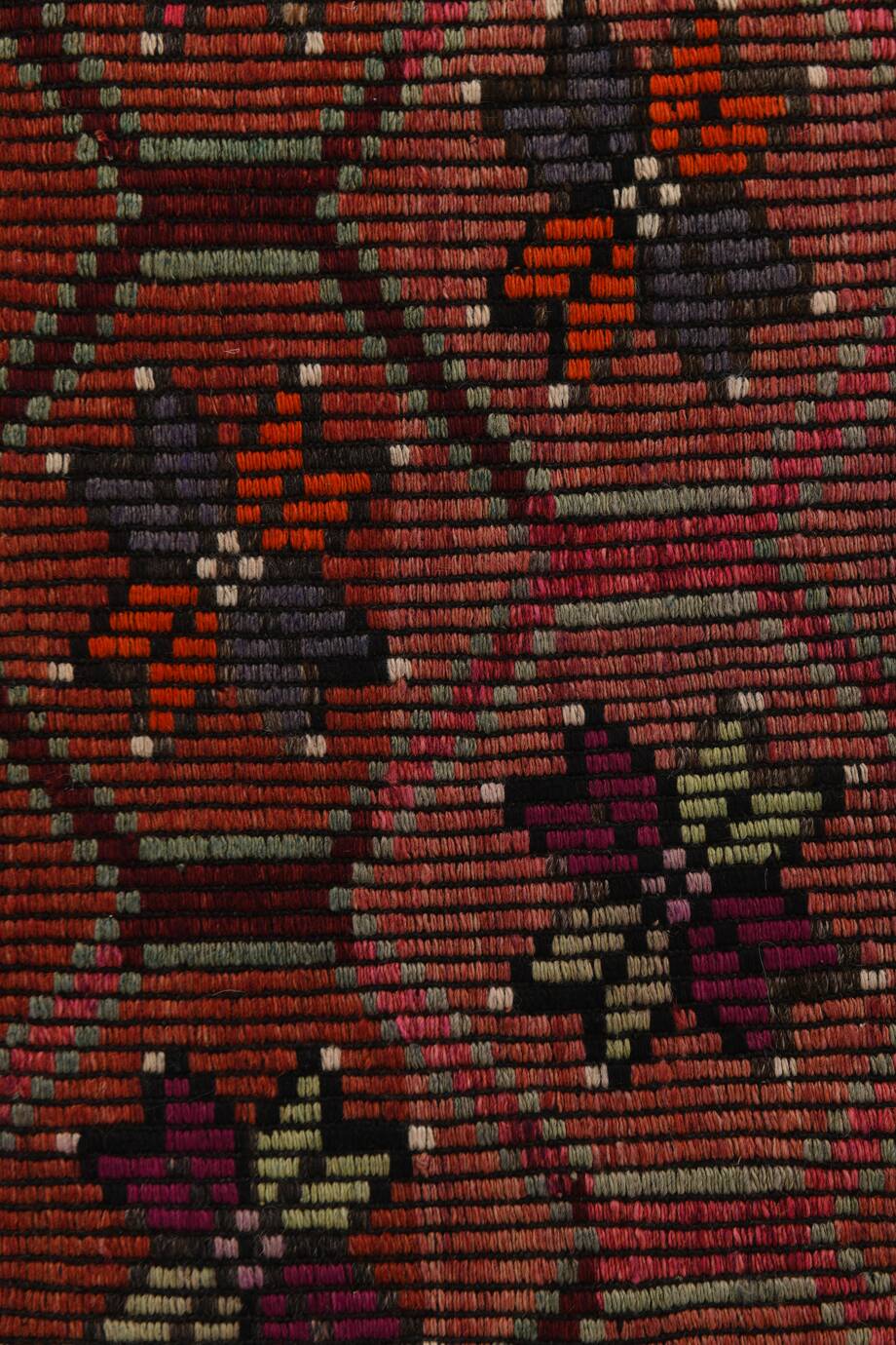 Burgundy Red Star Pattern Vintage Kilim Rug, 194x314Cm