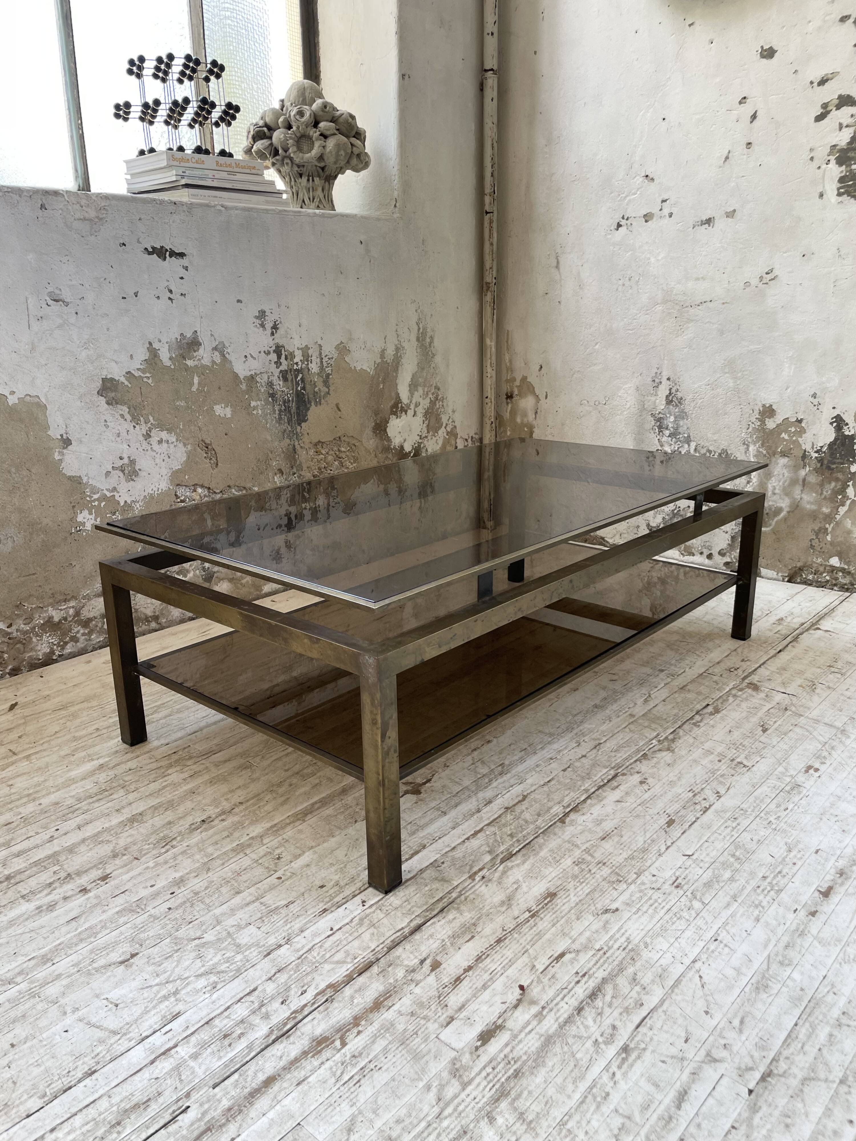 Brass coffee table attributed to Guy Lefevre for Maison Jansen