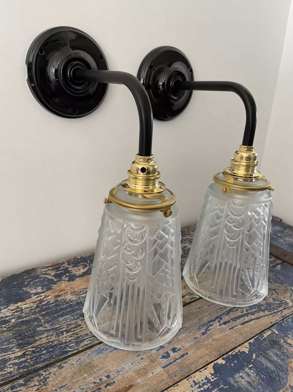 Set of two Art Deco wall lamps