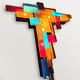 Vintage rare glass wall lamp 'Multi color'