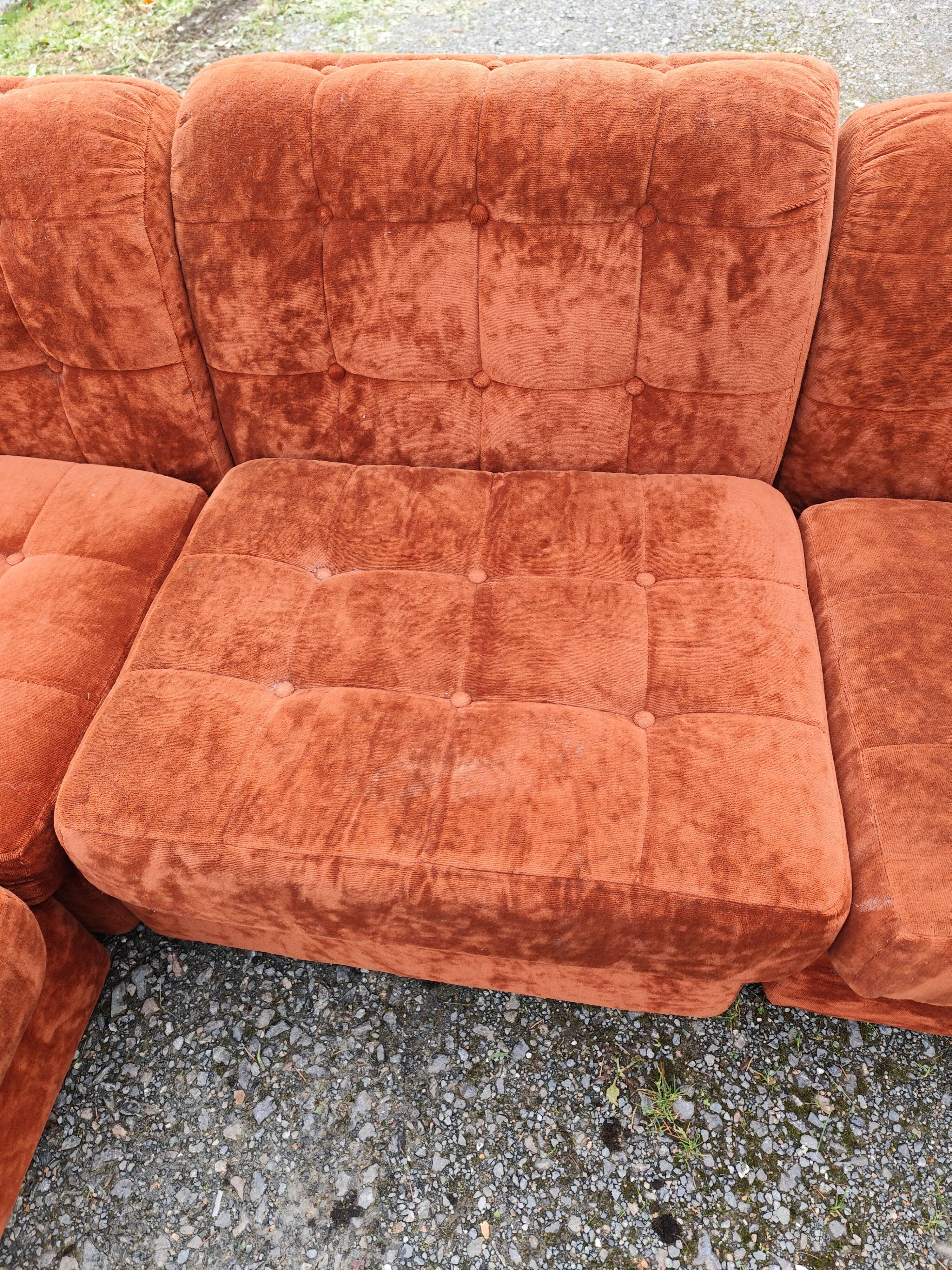 Modular velvet sofa bench 5 blocks