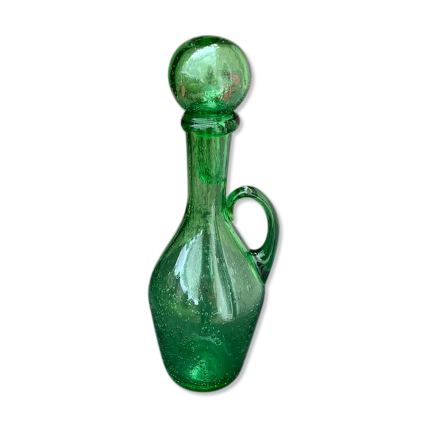 Carafe bottle blown glass glassware of biot stamped vintage