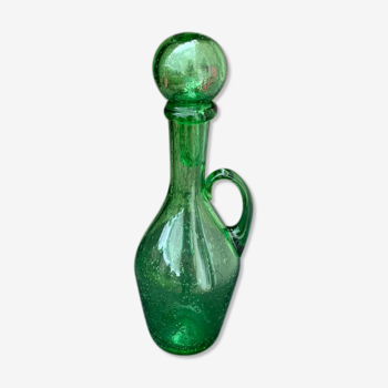 Carafe flacon en verre soufflé verrerie de Biot estampillée vintage