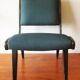 Jens Risom armless chair with ebonized frame and petrol blue-green covers