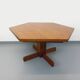 Vintage 80s hexagonal dining table in oak wood