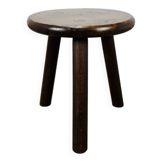 Brutalist solid wood tripod stool