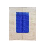 Handmade pure wool rug in blue and white, size 150/250 cm.