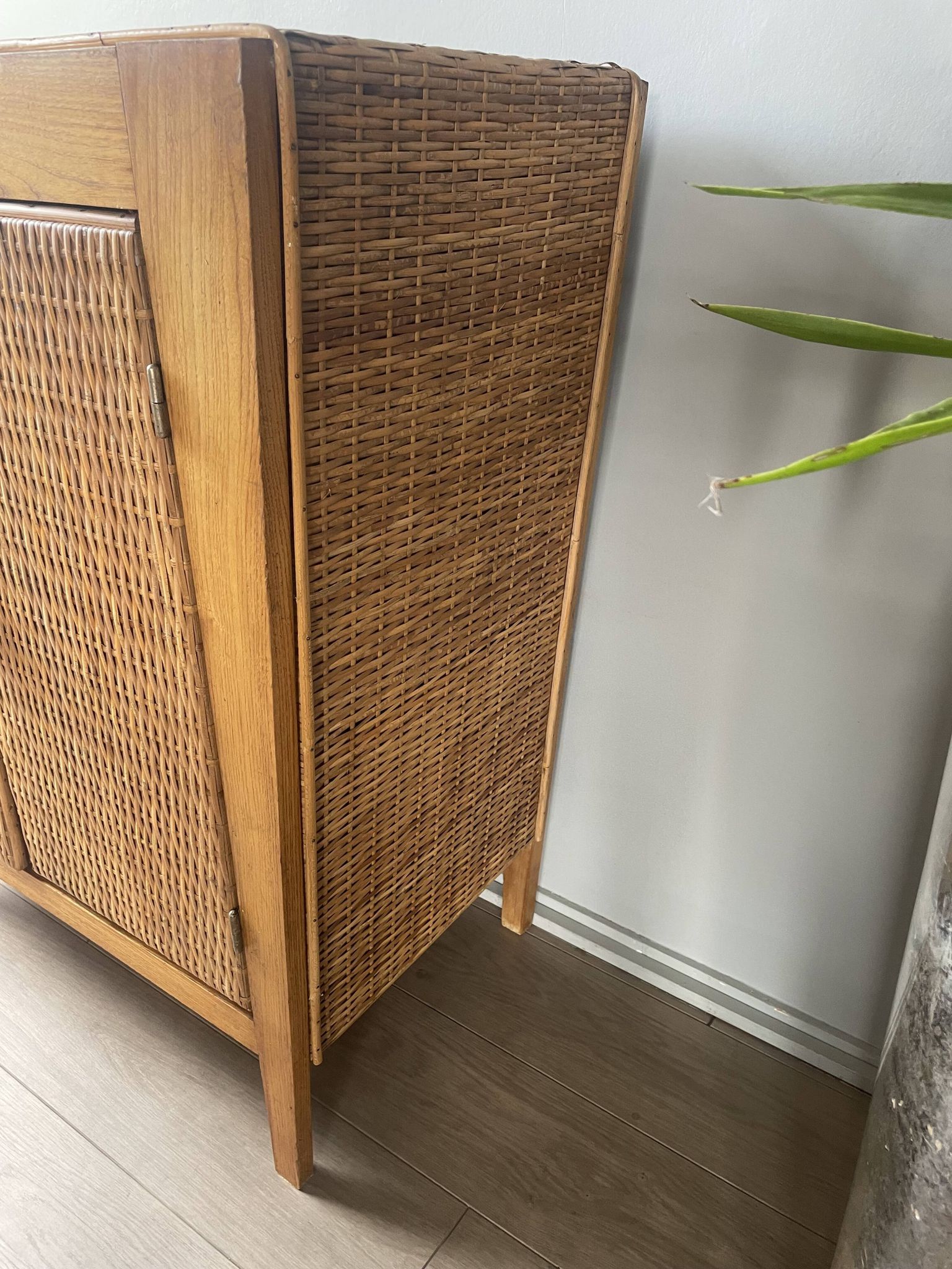 Vintage woven cane buffet