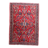 Handmade vintage oriental Sarouk rug 101cm x 145cm, 1950s