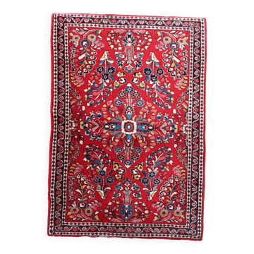 Handmade vintage oriental Sarouk rug 101cm x 145cm, 1950s