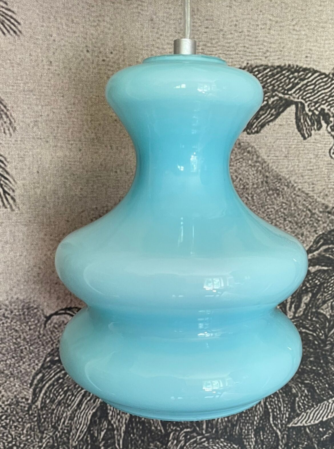 Vintage pendant lamp in blue opaline