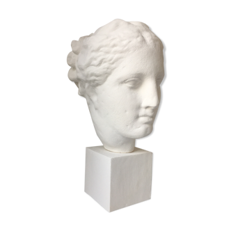 Greek Ap Hygie head. Scopas Hellenistic Greek art in plaster-bleached terracotta